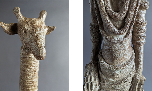 Détail de la sculpture LA GIRAFE AUX BIJOUX